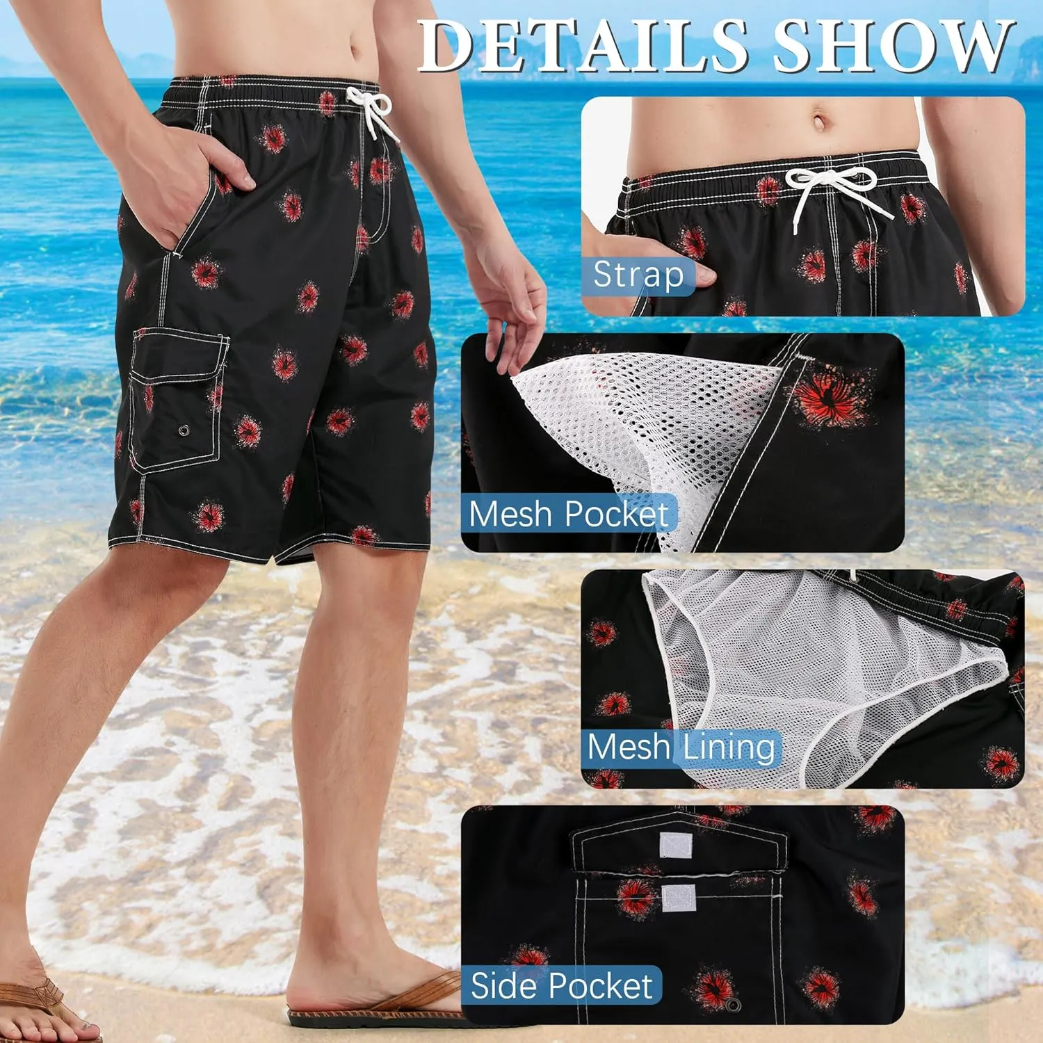 Mens Swimming Trunks Swim Trunks Quick Dry Swim Shorts with Mesh Lining Funny Swimwear Bathing Suits
