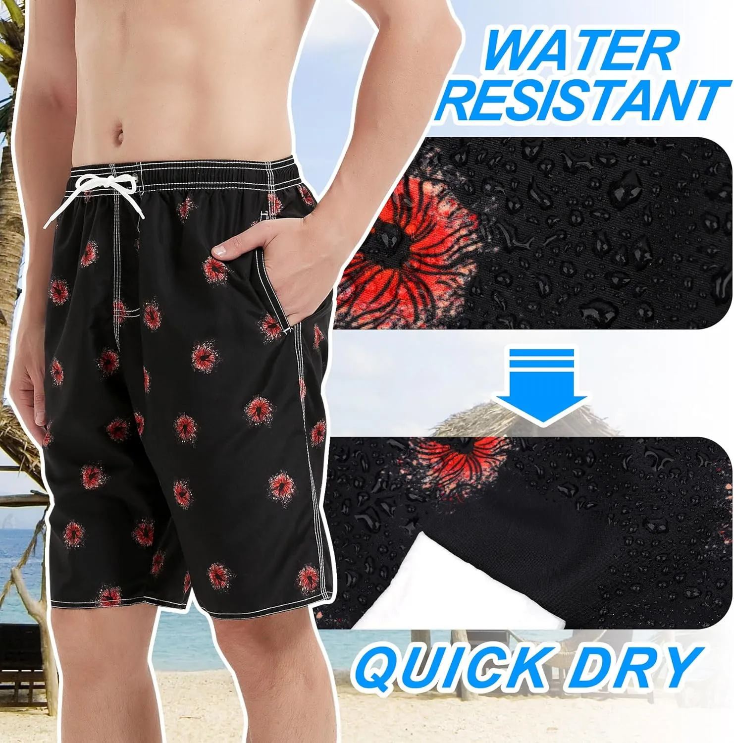 Mens Swimming Trunks Swim Trunks Quick Dry Swim Shorts with Mesh Lining Funny Swimwear Bathing Suits