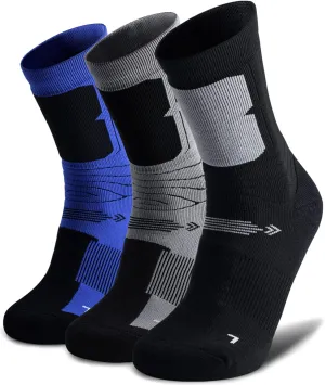 Merino Wool Hiking Walking Crew Socks 3 Pack, Cushion, Quick Dry