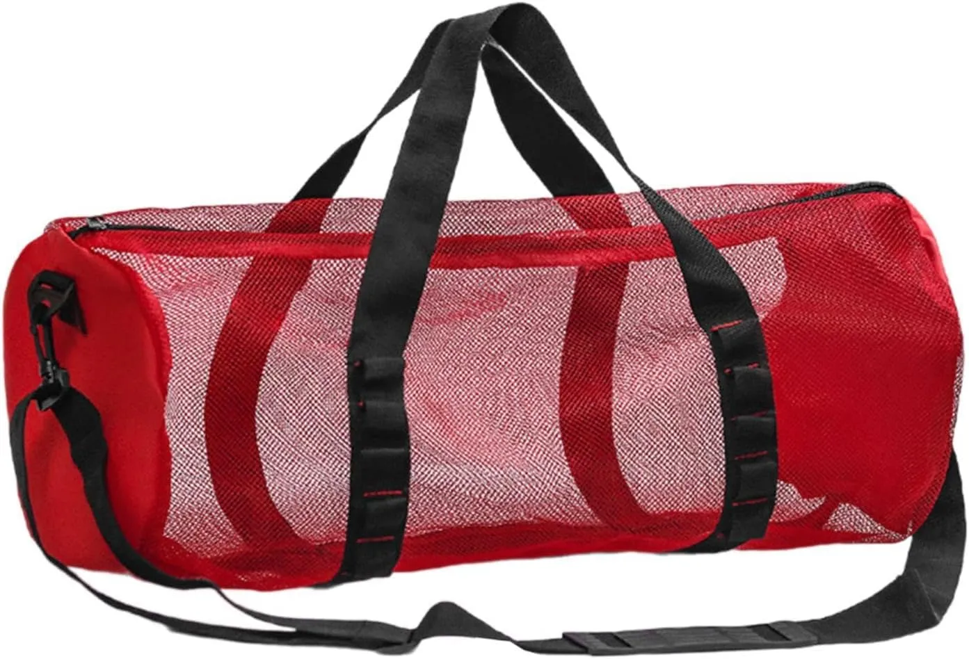 Mesh Duffle Bag, Travel Bag, Breathable Tote, Duffle Bag for Water Sports, Beach Activities, Swimming, Snorkeling, Red