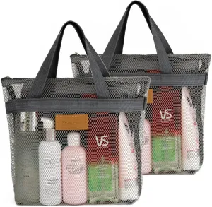 Mesh Shower Caddy Bag Portable Hanging Toiletry and Bath Organizer with Zipper for Travel, Gym, Camping, College Dorms, Beach