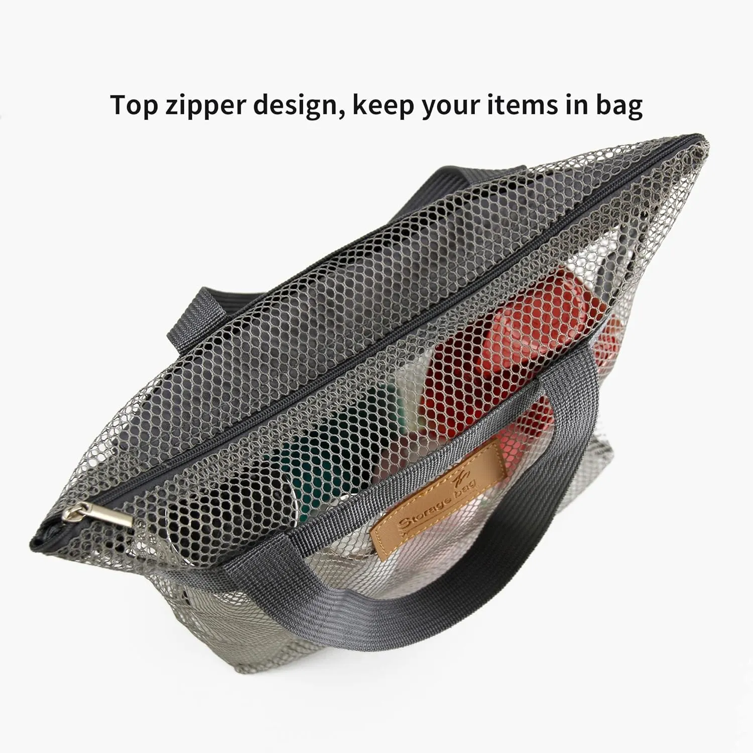 Mesh Shower Caddy Bag Portable Hanging Toiletry and Bath Organizer with Zipper for Travel, Gym, Camping, College Dorms, Beach