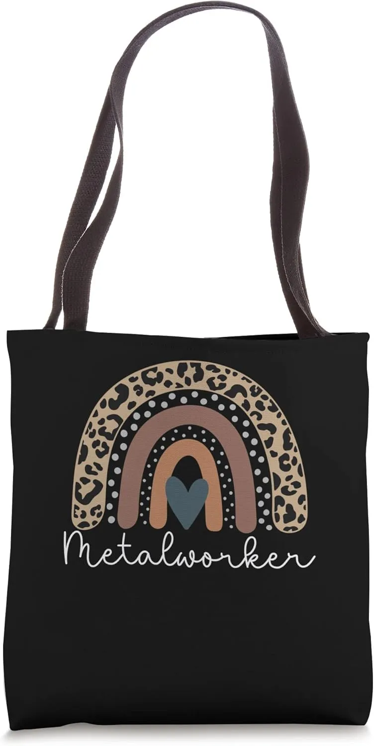Metalworker Cute Leopard Boho Rainbow for Metalworker Squad Tote Bag