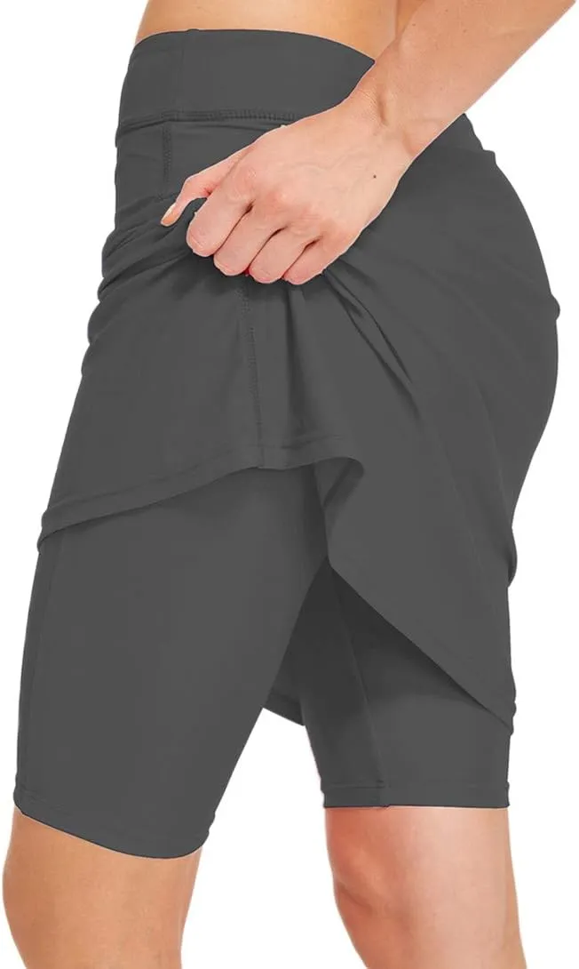 Micosuza Womens Skirted Swim Short Sun Protective UPF 50  Swimming Bottom with Attached Skirt