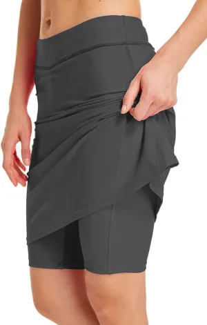 Micosuza Womens Skirted Swim Short Sun Protective UPF 50  Swimming Bottom with Attached Skirt