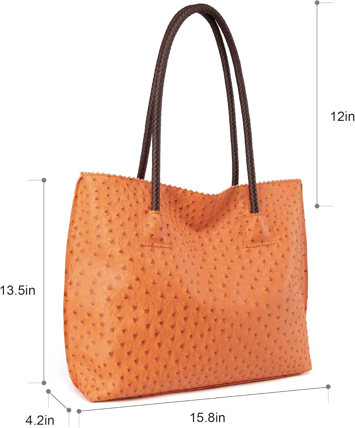 Milan Chiva Tote Bag for Women with Zipper Large Ostrich Vegan Leather Shoulder Purses and Handbags