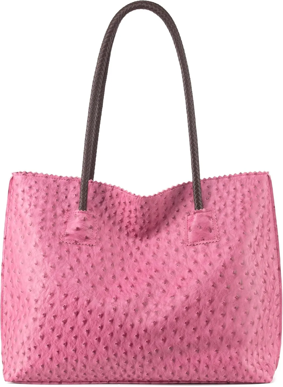 Milan Chiva Tote Bag for Women with Zipper Large Ostrich Vegan Leather Shoulder Purses and Handbags