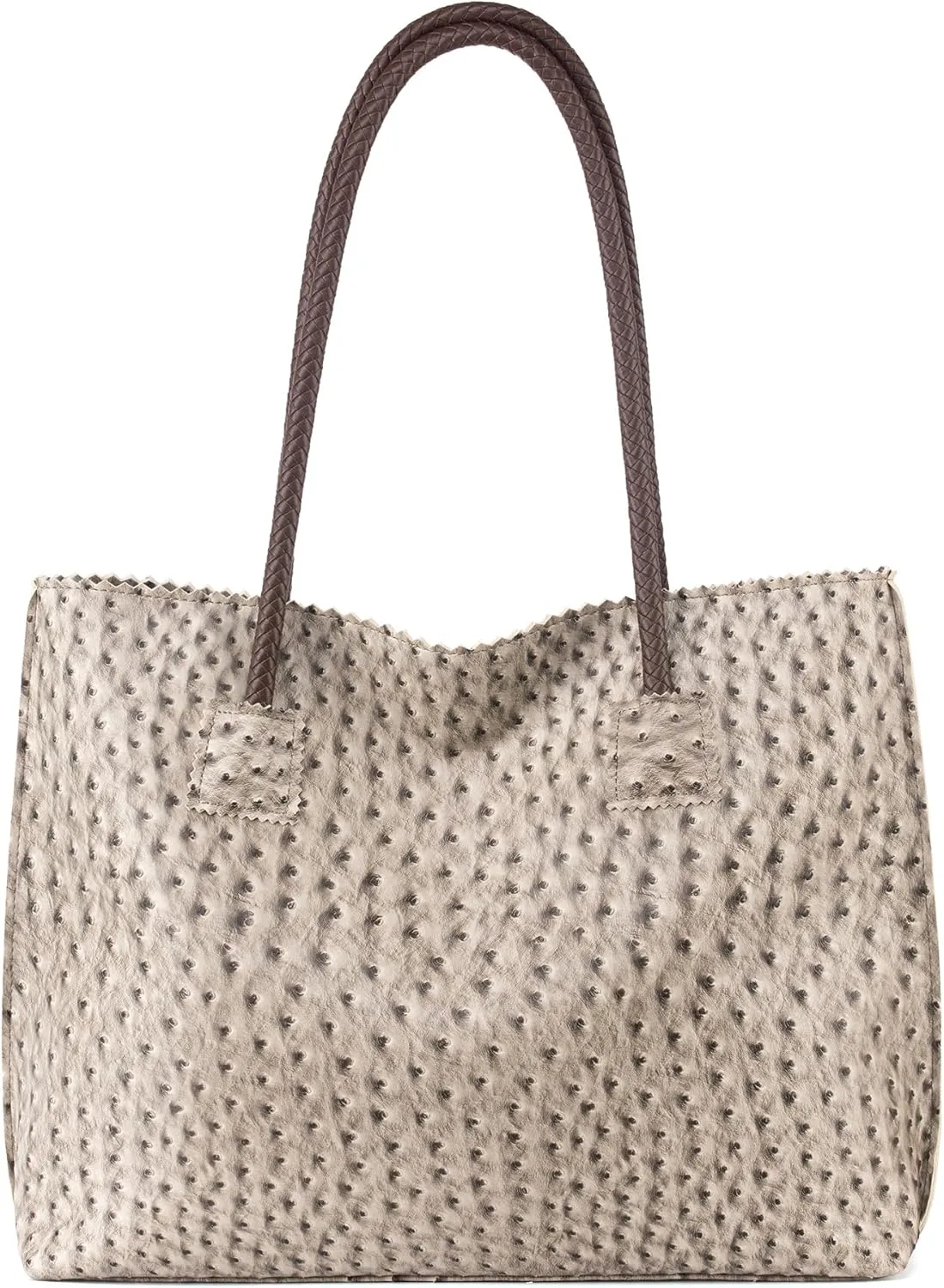 Milan Chiva Tote Bag for Women with Zipper Large Ostrich Vegan Leather Shoulder Purses and Handbags
