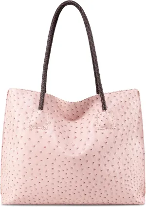 Milan Chiva Tote Bag for Women with Zipper Large Ostrich Vegan Leather Shoulder Purses and Handbags