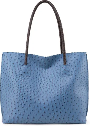 Milan Chiva Tote Bag for Women with Zipper Large Ostrich Vegan Leather Shoulder Purses and Handbags