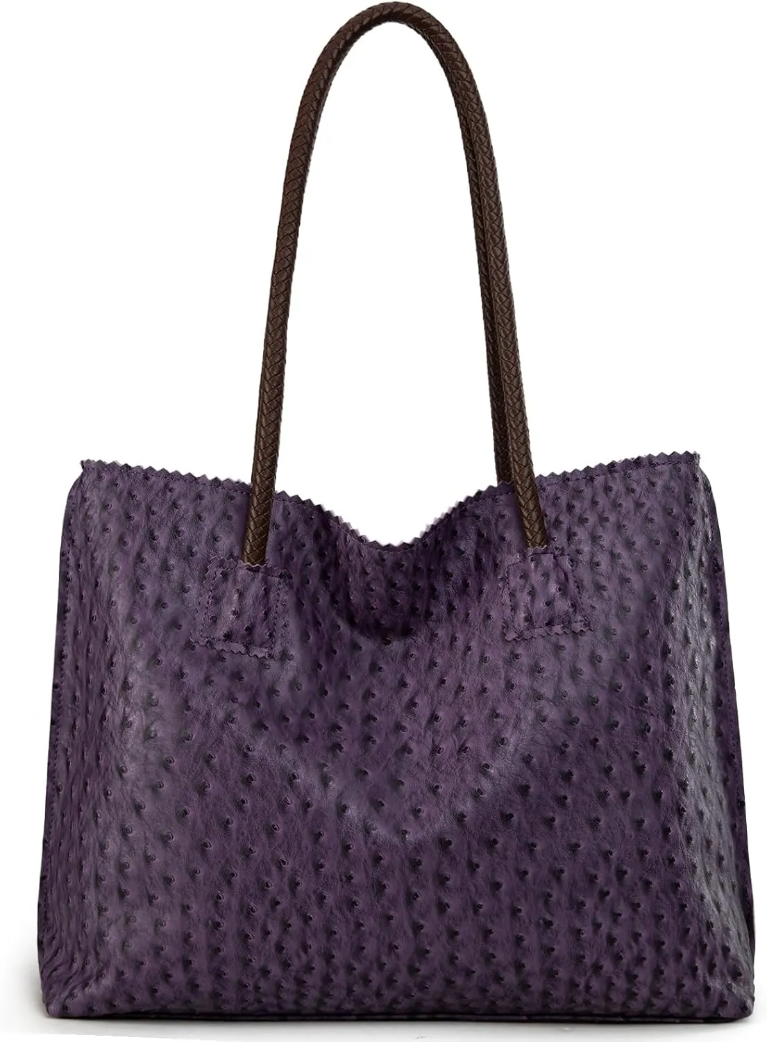 Milan Chiva Tote Bag for Women with Zipper Large Ostrich Vegan Leather Shoulder Purses and Handbags