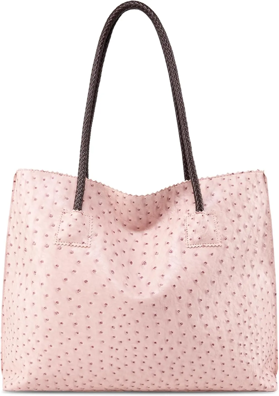 Milan Chiva Tote Bag for Women with Zipper Large Ostrich Vegan Leather Shoulder Purses and Handbags