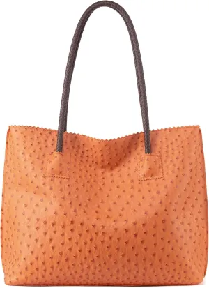 Milan Chiva Tote Bag for Women with Zipper Large Ostrich Vegan Leather Shoulder Purses and Handbags