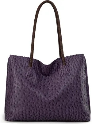 Milan Chiva Tote Bag for Women with Zipper Large Ostrich Vegan Leather Shoulder Purses and Handbags