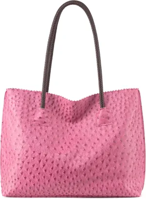 Milan Chiva Tote Bag for Women with Zipper Large Ostrich Vegan Leather Shoulder Purses and Handbags