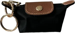 Mini Zipper Pouch Keychain | Coin Purse | Pouch for Essentials | Functional | Keychain | Bag Charm | Card Holder | Cash Pouch | Genuine Leather and Nylon (Black)