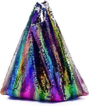 Miuco Rainbow Sequins Totes Colorful Reversible Sparkling Shoulder Bags