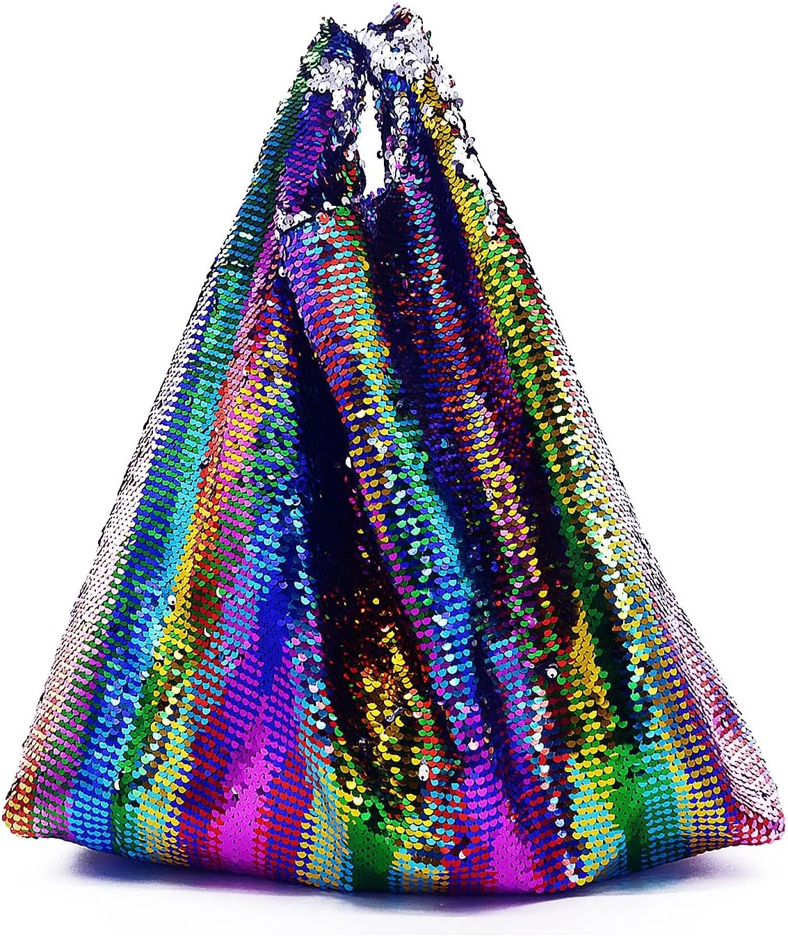 Miuco Rainbow Sequins Totes Colorful Reversible Sparkling Shoulder Bags