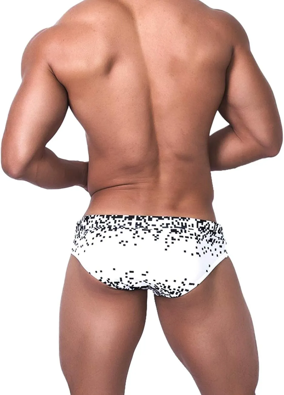 MIZOK Men's Nylon Swimsuit Quick Dry Bikini Swim Briefs Sexy Low Rise Bathing Suit
