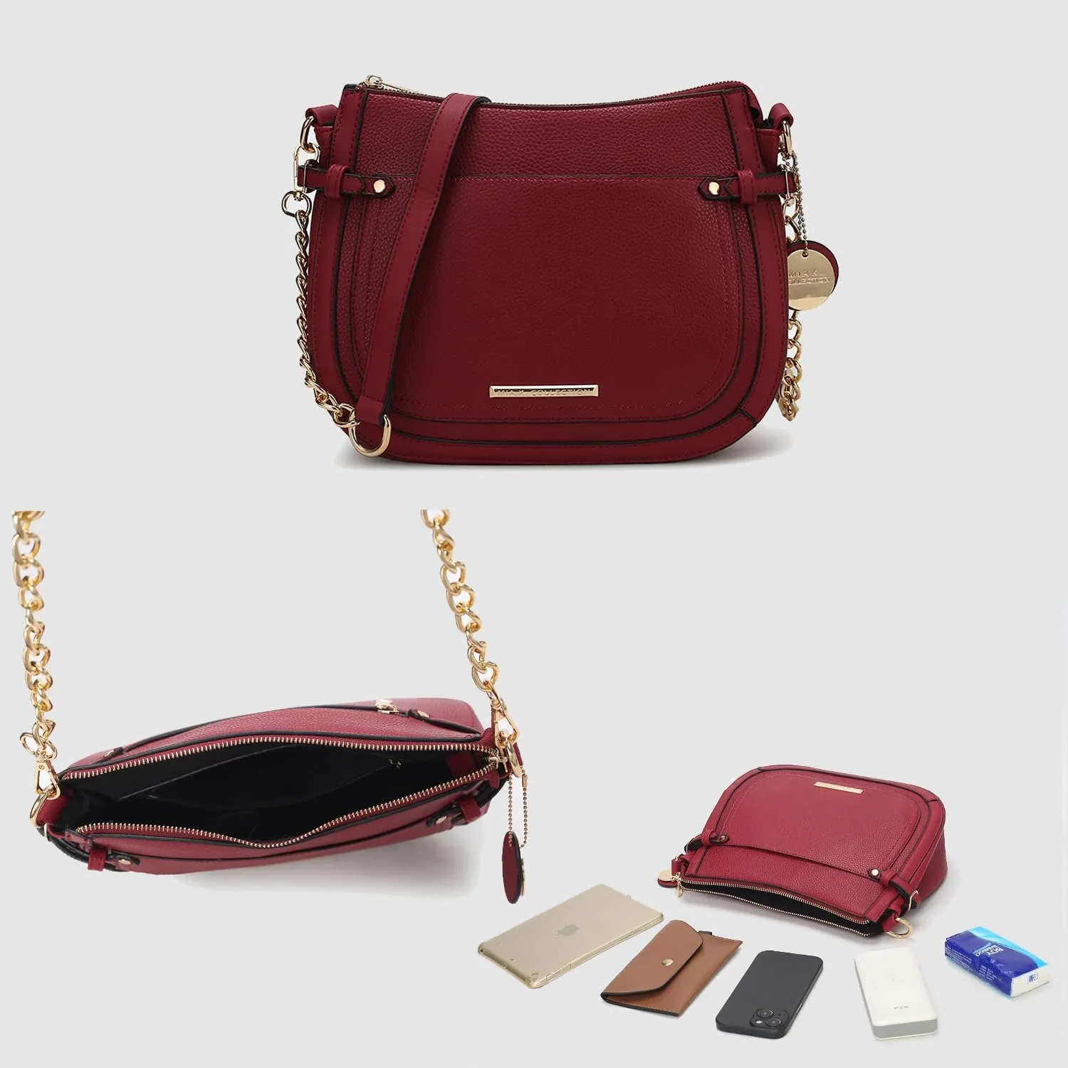 MKF Collection Shoulder Bag for Women, Vegan Leather Crossbody Bag Handbag Messenger Purse by Mia K