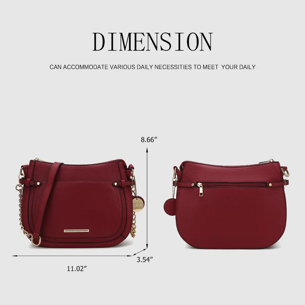 MKF Collection Shoulder Bag for Women, Vegan Leather Crossbody Bag Handbag Messenger Purse by Mia K