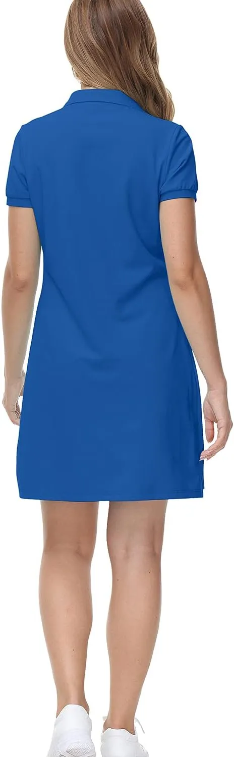 MoFiz Women's Golf Tennis Dress Sports Polo Dress Short Sleeve Quick Dry Casual Workwear Button