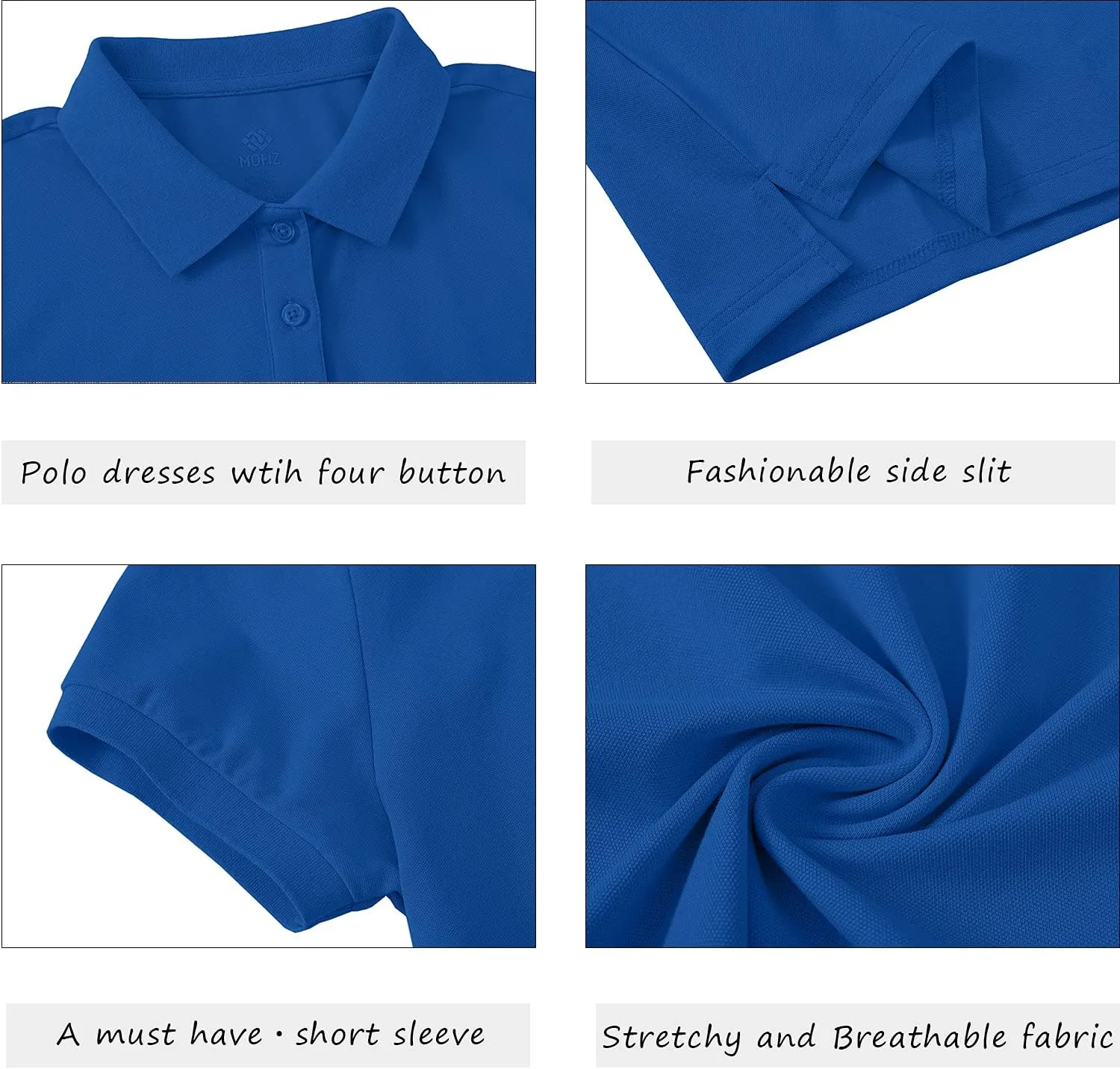 MoFiz Women's Golf Tennis Dress Sports Polo Dress Short Sleeve Quick Dry Casual Workwear Button