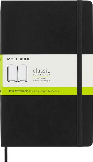 Moleskine Classic Notebook, Soft Cover, Large (5" x 8.25") Plain/Blank, Black, 192 pages