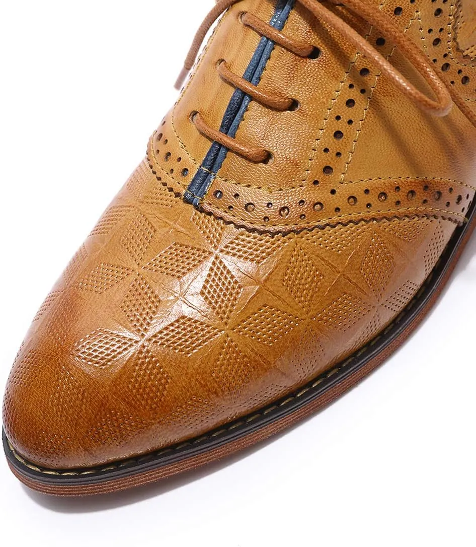 Mona flying Women's Comfortable Saddle Oxfords Brogue Lace-up Leather Shoes for Ladies
