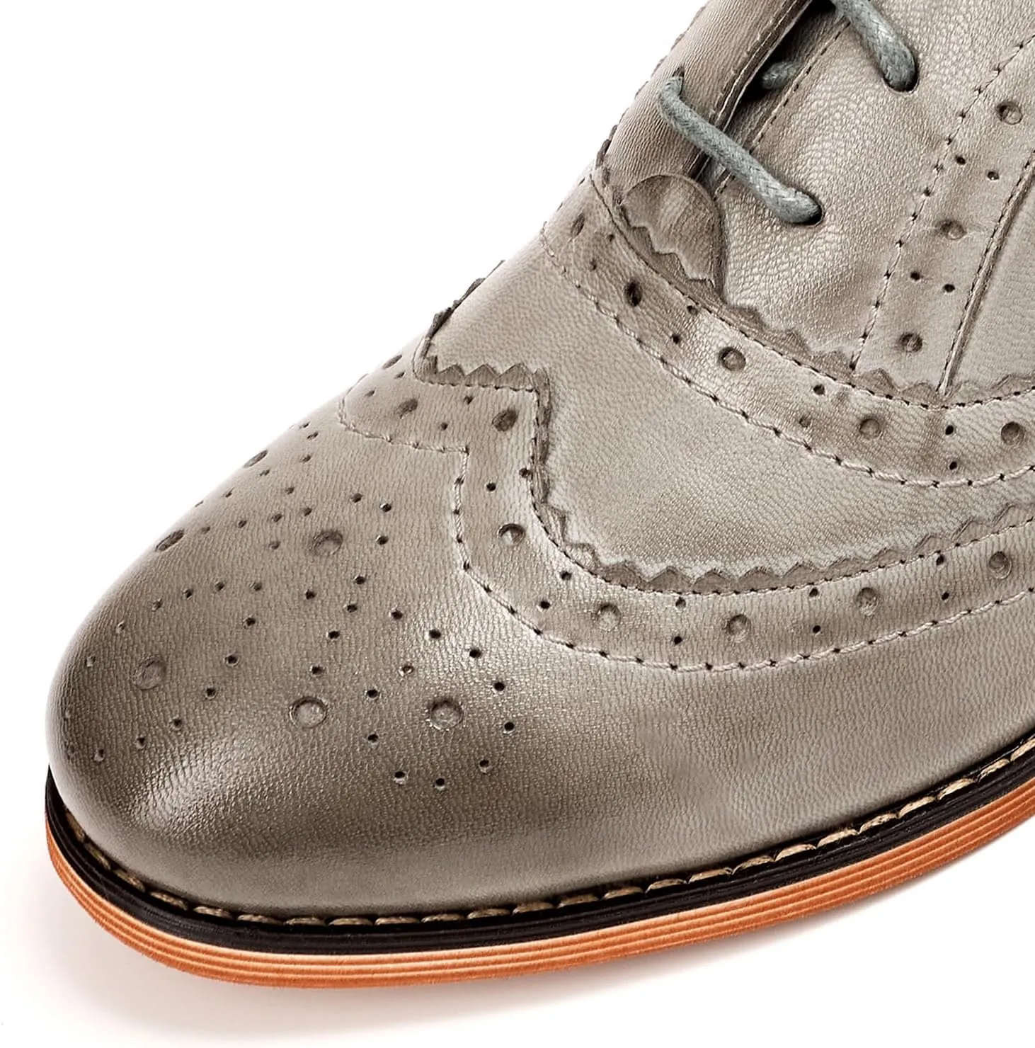 Mona flying Womens Handcrafted Comfy Wingtip Oxfords Brogue Ladies Lace up Leather Shoes