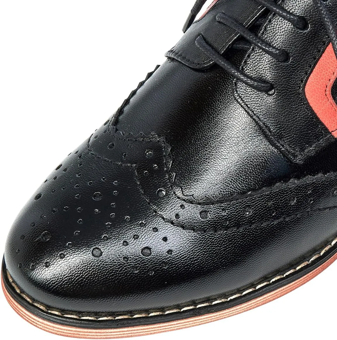 Mona flying Women's Leather Perforated Lace-up Oxfords Brogue Wingtip Derby Shoes for ladis Women