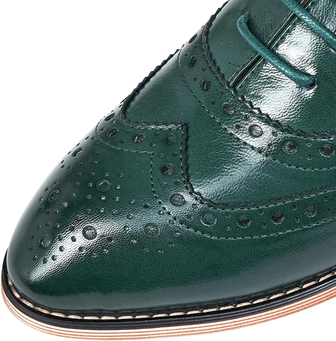 Mona flying Women's Leather Perforated Lace-up Oxfords Brogue Wingtip Shoes for Ladies Women