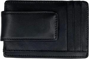 Money Clip RFID Front Pocket Wallet Men Leather Slim Minimalist Wallet