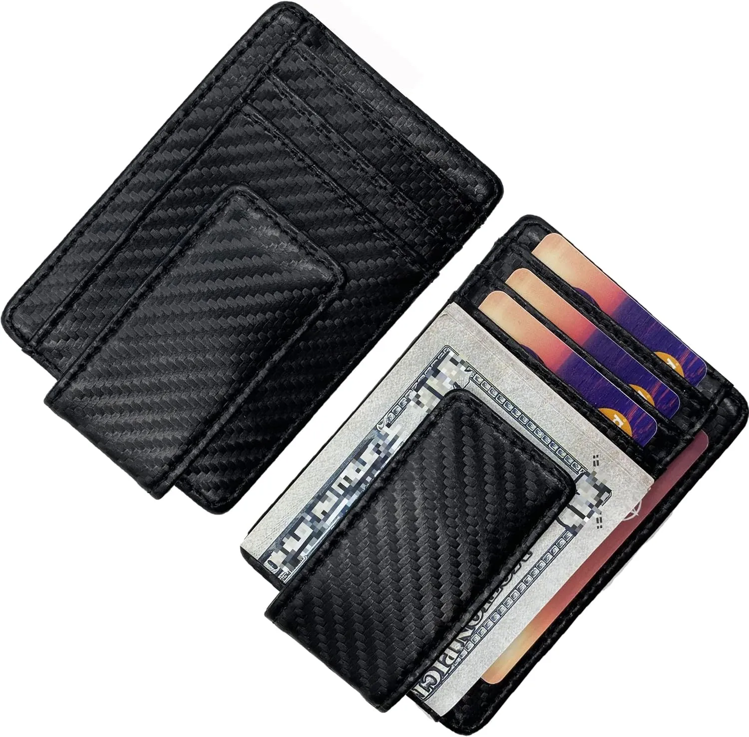 Money Clip RFID Front Pocket Wallet Men Leather Slim Minimalist Wallet