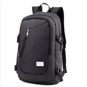 Multi-Functional Canvas USB Backpack-Black