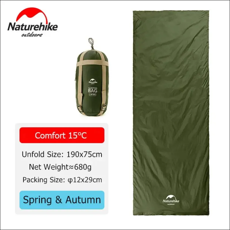 Naturehike sleeping bag ultralight lw180 waterproof cotton sleeping bag nature hike summer hiking