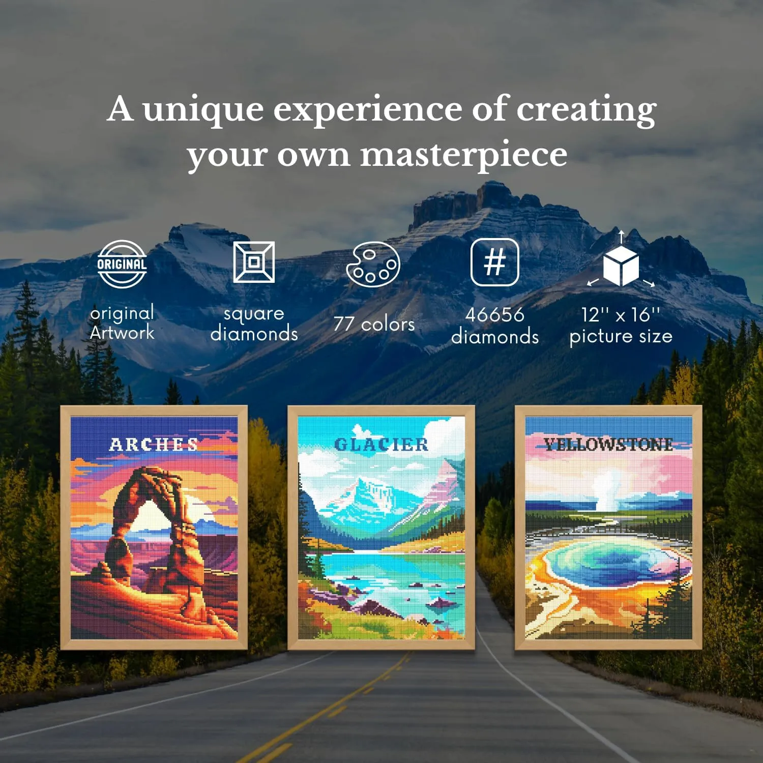 Neopalette Diamond Painting Kits for Adults, Kids Art and Craft, Full Drill Diamond Painting Abstract and Ornaments, DIY 5D Diamond Art Craft (National Parks 2)