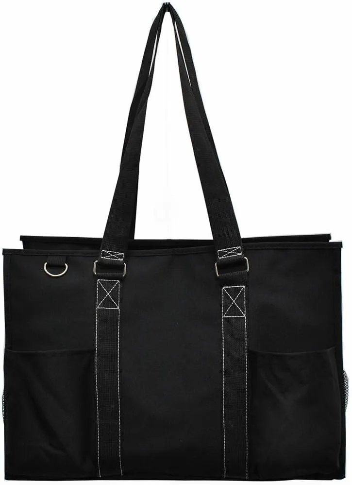 NGIL All Purpose Organizer 18" Large Utility Tote Bag 2018 Spring Collection (Solid Black)