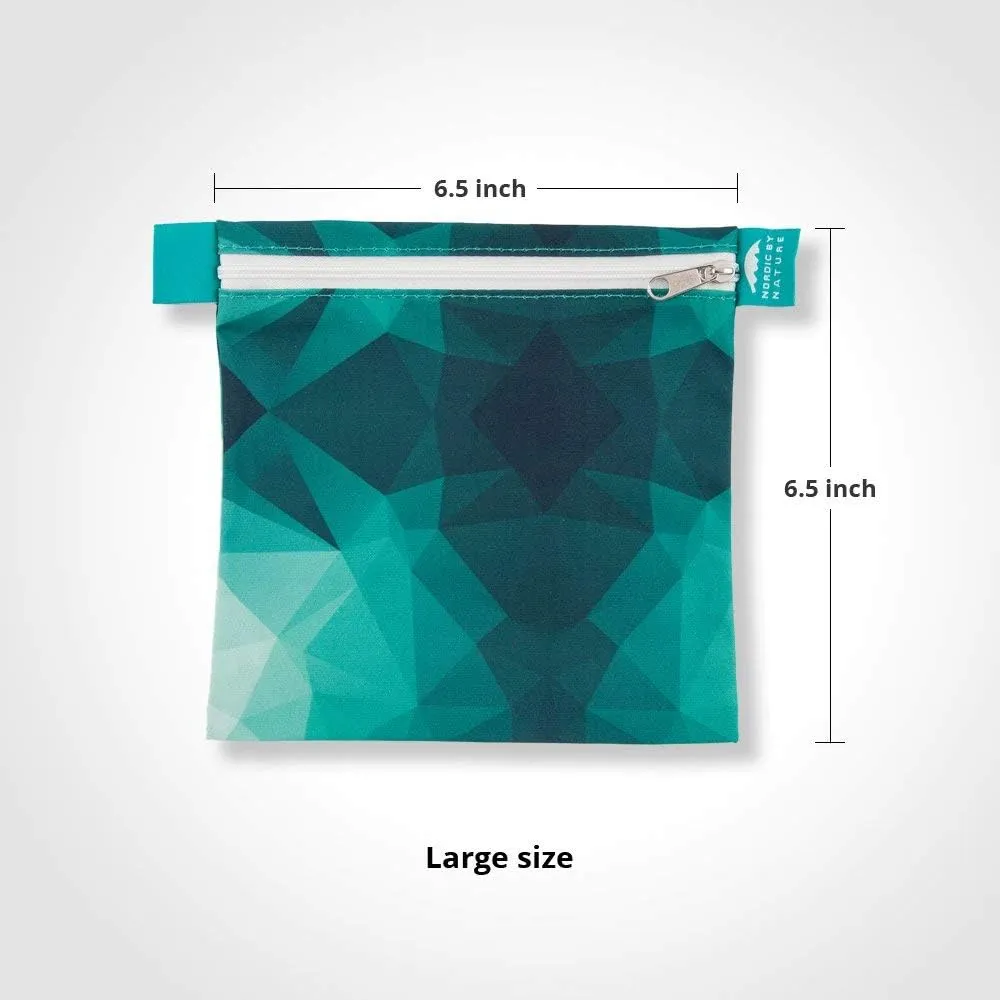 Nordic By Nature 4 Pack - Reusable Sandwich Bags Dishwasher Safe BPA Free - Durable Washable Quick Dry Cloth Baggies -Reusable Snack Bags School Lunches - Easy Open Zipper - (Turquoise)
