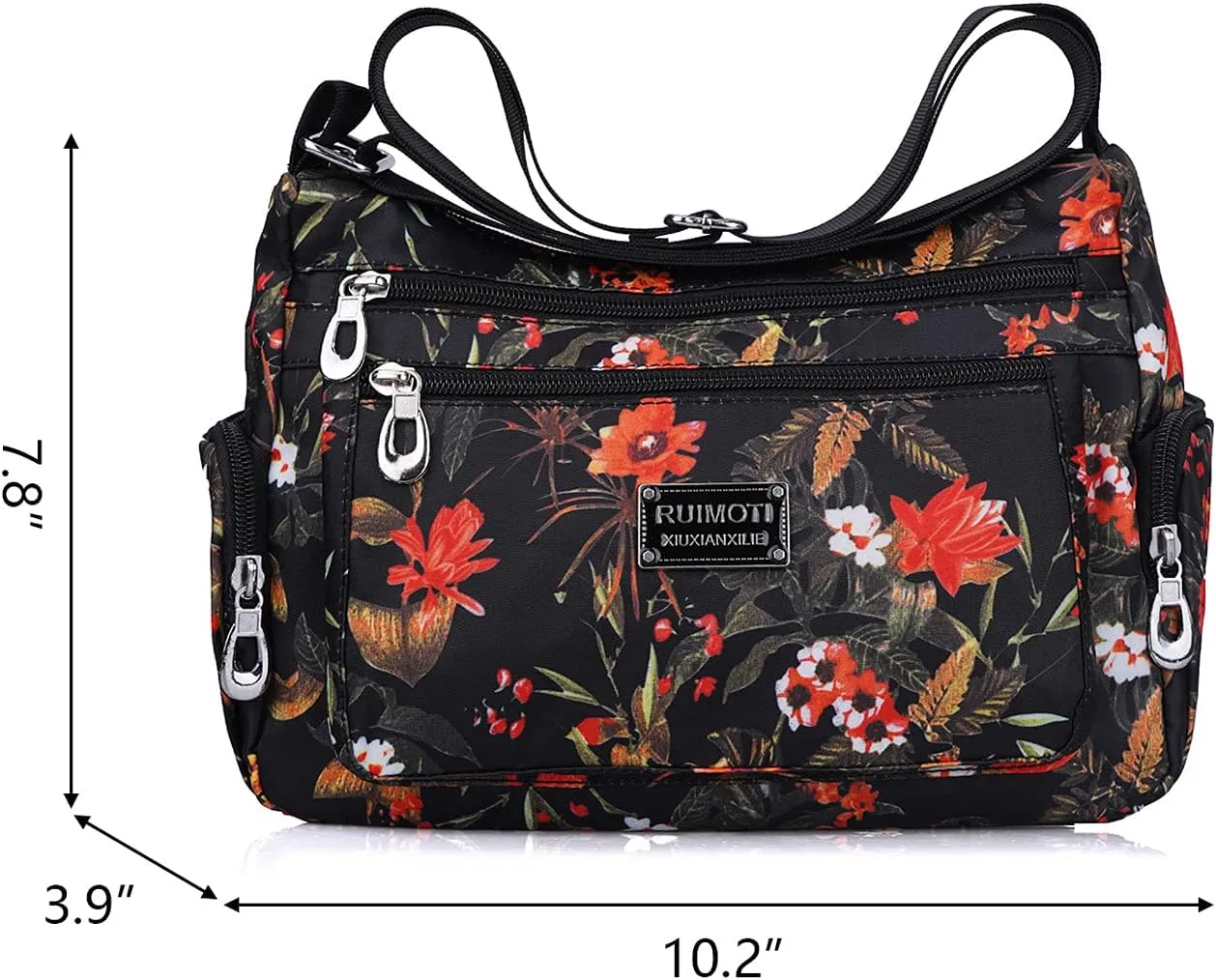 NOTAG Crossbody Bags for Women Nylon Shoulder Bag Floral Multi-Pocket Purses and Handbags