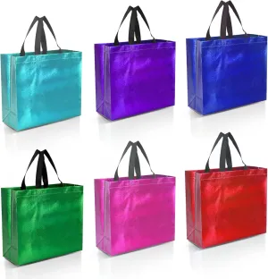 Nush Mix Color Gift Bags Large Size – 12 Reusable With Handles From Six Different Stunning Colors - Perfect As Goodie Bags, Birthday Party Favor Bags– 13W x 5L x11H