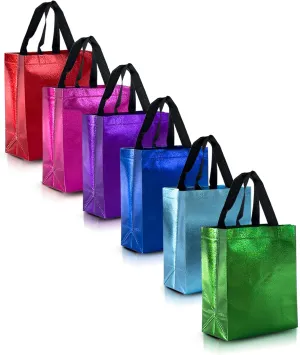 Nush Nush Mix Color Gift Bags Medium Size – Set of 30 Reusable Gift Bags in Bulk From Six Vibrant Colors - Goodie Bags, Birthday Gift Bags With Handles, Party Favor Bags, Goody Bags – 8x4x10 Size