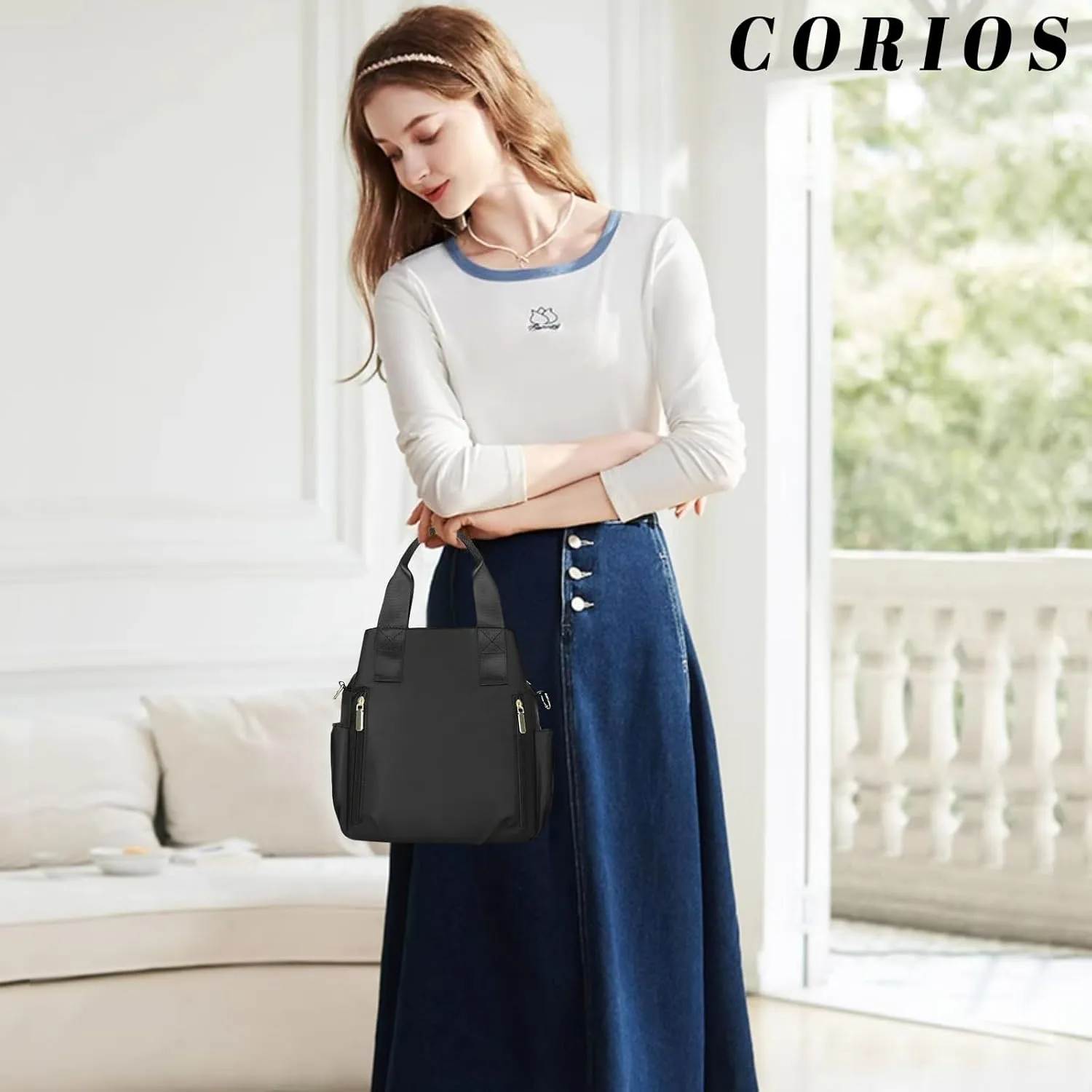 Nylon Crossbody Bag for Women - Waterproof Shoulder Bag with Multi Pockets and Top Handle
