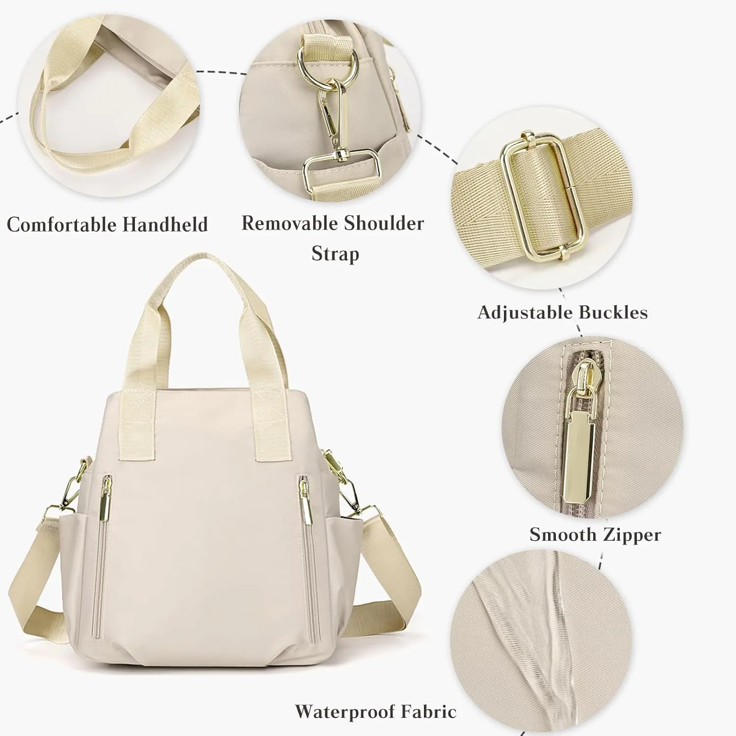 Nylon Crossbody Bag for Women - Waterproof Shoulder Bag with Multi Pockets and Top Handle