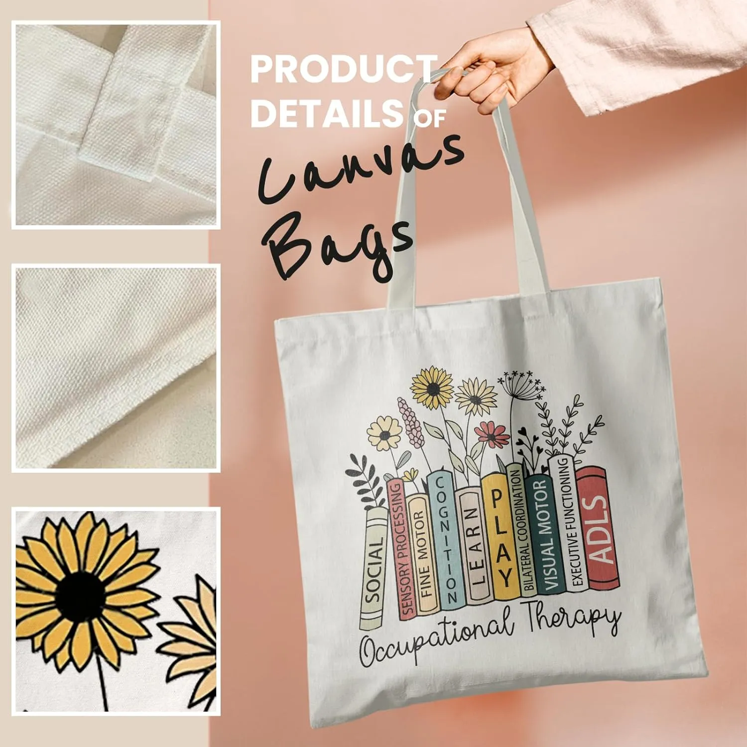 Occupational Therapist Gifts,OT Gifts, Occupational Therapist Canvas Tote Bags for Women, Reusable Grocery Bags