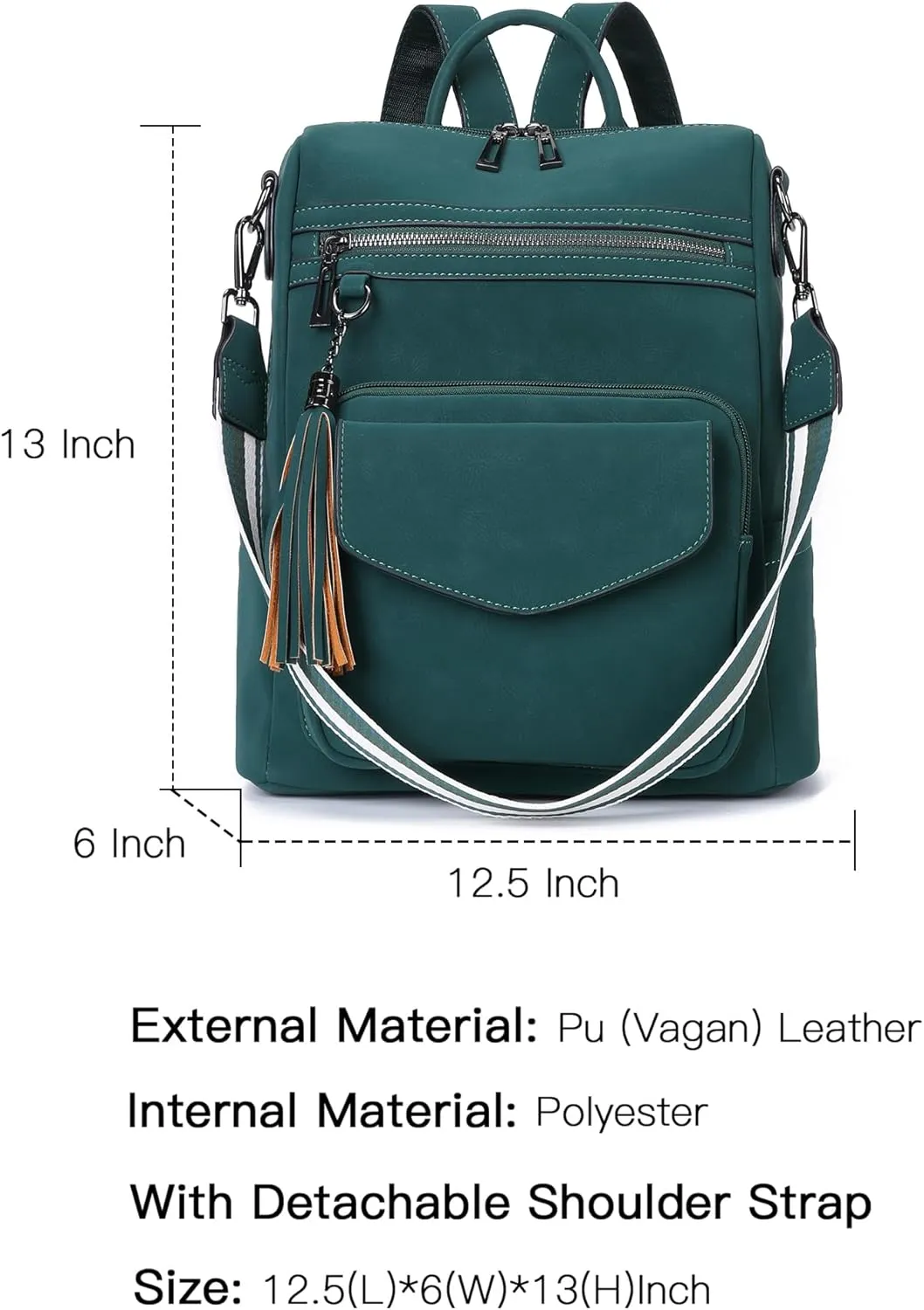 OPAGE Backpack Purse for Women Leather Anti-theft Fashion Designer Travel Backpack Ladies Shoulder Bags With Wristlet (Vintage Dark Green)