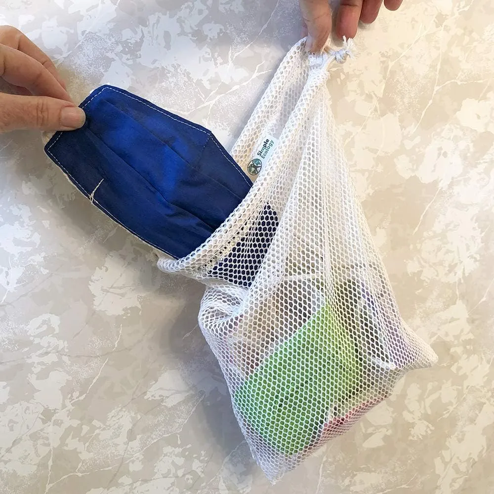 Organic Cotton Mesh Laundry Bag; Machine Washing Bags for Delicates, Lingerie and Garments, Large 2 pack