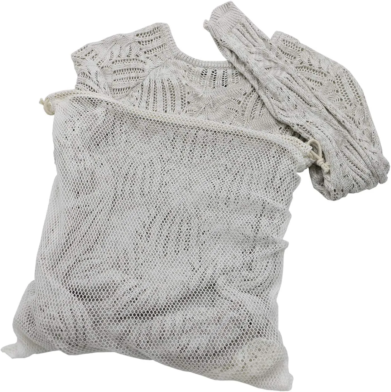 Organic Cotton Mesh Laundry Bag; Machine Washing Bags for Delicates, Lingerie and Garments, Large 2 pack