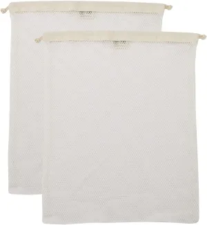 Organic Cotton Mesh Laundry Bag; Machine Washing Bags for Delicates, Lingerie and Garments, Large 2 pack