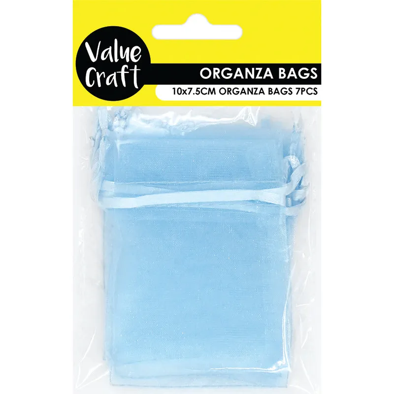 ORGANZA MINI 10CM X 7.5CM BLUE 7PC